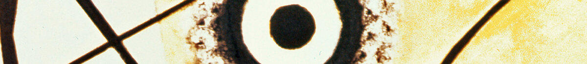 Sich kreuzende Linien, 1923 (Wassily Kandinsky), Detail: Schwarz-weißes Auge auf Gelb