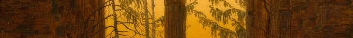 Der Träumer (Caspar David Friedrich), Detail: Abendglühen hinter Tannen