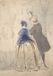 Straßenszene aus Vanity Fair, mit Amelia, George Osborne und Dobbin, 1800-1819