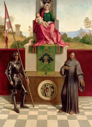 Madonna und Kind zwischen St. Franziskus und St. Nicasius (Die Castelfranco Madonna)