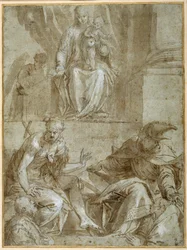 Jungfrau und Kind auf dem Thron mit Heiligen Johannes dem Täufer, ca. 1548