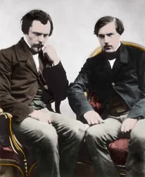 Die Brüder Edmond (1822-1896) und Jules (1830-1870) de Goncourt, französische Schriftsteller, von Nadar - Die Brüder Edmond de Goncourt (1822-1896) und Jules de Goncourt (1830-1870) Literaturkritiker und französische Schriftsteller, Foto von Gaspard Felix 