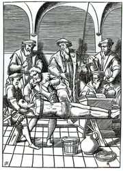 Wasserfolter, nach einem Holzschnitt in 