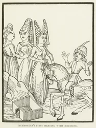 Raymondins erstes Treffen mit Melusine (Stich)