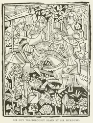 Sir Guy verräterisch von Sir Murdure getötet (Stich)
