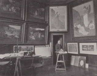 Der französische Maler Pierre Puvis de Chavannes in seinem Atelier