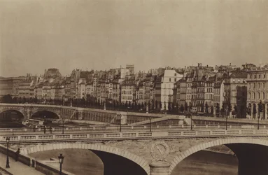 Quai de la Mégisserie um 1860, das Théâtre du Châtelet ist bereits gebaut