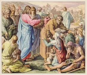 Wunder der Speisung der Fünftausend (Farblithografie)