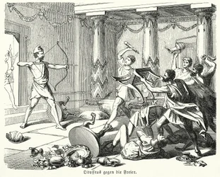 Odysseus tötet die Freier der Penelope
