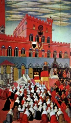 Der heilige Bernardino spricht in seinem Heimatort Siena