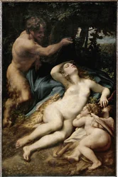 Jupiter und Antiope (oder Venus mit Amor und einem Satyr)