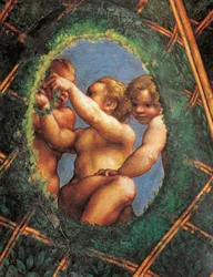 Ovate mit Putten, Detail der Dekoration aus der Kammer von St. Paul oder der Äbtissinnenkammer