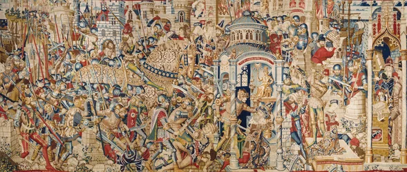 Der Trojanische Krieg: Die Zerstörung von Troja, ca. 1470 (Wandteppich)
