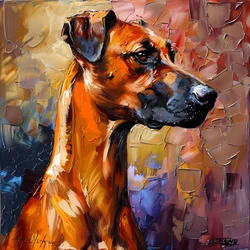 Abstraktes Gemälde eines Rhodesian Ridgeback Hundes