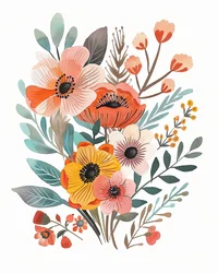 Botanische Wandkunstdrucke: Bohemian Blumen-Kinderzimmer für Schlafzimmerdeko