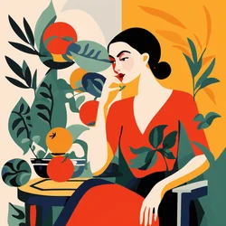 Matisse-Stil Gemälde von Mädchen auf einem Stuhl