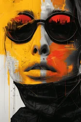 Minimalistisches abstraktes Sci-Fi-Surrealismus Frauen Gesicht mit Brille