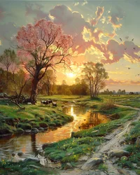 Schöne Landschaft bei Sonnenuntergang