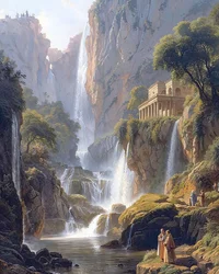 Schöne Landschaft mit einem Wasserfall