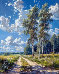 Ein Birkenwald an einem sonnigen Tag