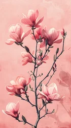 Minimalistische rosa & graue Blumen, botanische Dekoration