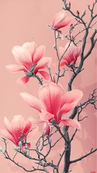 Digitale Malerei asiatischer rosa Blumen