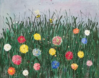 Die Blumenwiese mit den Bienen