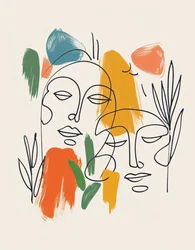 Minimalistische Boho-Windring Ein-Linien-Skizze, Mid-Century Modern