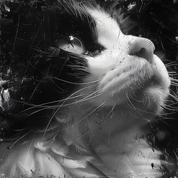 Schwarz-weiß minimalistisches Skizze eines Katzenkopfes