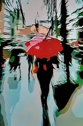 Roter Stadt-Regenschirm