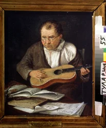 Gitarrenspieler - Gemälde von A. Artsybashev (19. Jahrhundert)