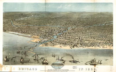Chicago im Jahr 1868 von der Schillerstraße Nordseite bis zur 12. Straße Südseite. LOC 73693350