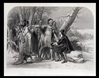 Roger Williams, geschützt von den Narragansetts, 1636, aus 