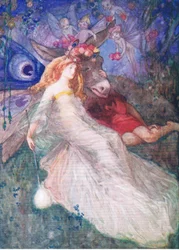 Bottom und die Feenkönigin (Ein Sommernachtstraum), aus Tales from Shakespeare, veröffentlicht von Ward Lock & Co Ltd, 1930-40er Jahre