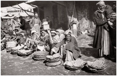 Suq El Khubur, ein einheimischer Brotmarkt, Bagdad, Irak, 1925