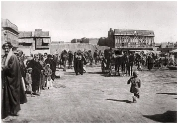 Der Basarplatz in Basra, Irak, 1925