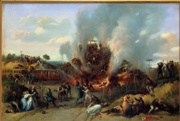 Eisenbahnunglück in Bellevue auf der Bahnstrecke nach Versailles, 8/05/1842 (tätig 1834-1855), 1842, Sceaux, Musée de l