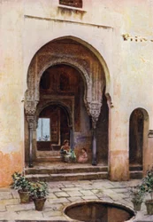 Die Alhambra, Hof des Mexuar, Westfassade