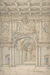 Studie des Innenraums von Santa Maria Maggiore in Rom, 1621-46