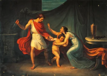 Pyrrhus bedroht das Leben des kleinen Astyanax