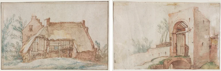 Bauernhaus (recto); Brücke und Tor (verso)