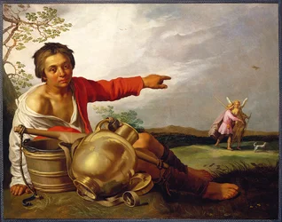 Hirtenjunge zeigt auf Tobias und den Engel, ca. 1625-30