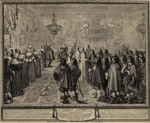 Zeremonie des Ehevertrags zwischen Wladyslaw IV., König von Polen, und Marie Louise Gonzaga