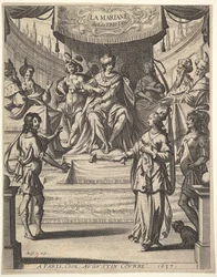 Frontispiz für Tristan LHermite: Marianne steht rechts vor Herodes und seinem Hofstaat, 1637