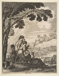Illustration aus LAriane von Desmarets de Saint-Sorlin, Palamede zu Pferd konfrontiert..., 1639