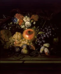 Stillleben mit Blumen und Früchten