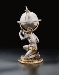 Zwei außergewöhnliche terrestrische und himmlische Globen, getragen von Herkules und Atlas, Augsburg, 1697-99