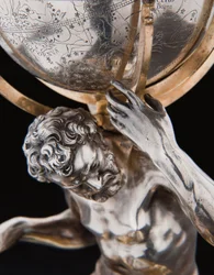 Zwei außergewöhnliche terrestrische und himmlische Globen, getragen von Herkules und Atlas, Augsburg, 1697-99