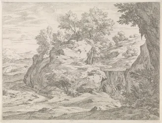 Landschaft mit Wasserfall