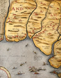 Hafen von Palos, von Abraham Ortelius (1528-1598), Platte